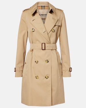 Burberry Cotton Gabardine Trench Coat - Natural