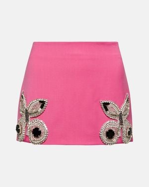 Area Crystal-Embellished Wool Miniskirt - Pink