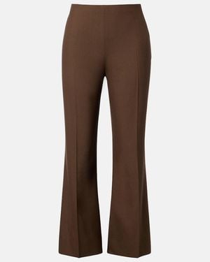 KHAITE Walter Cropped Virgin Wool Flared Pants - Brown