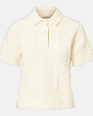 JW Anderson Cable-Knit Wool And Cotton-Blend Polo Shirt - Natural