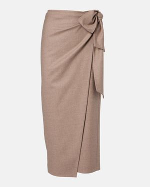 Max Mara Bingo Cashmere-Blend Wrap Skirt - Brown