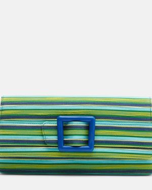 Manolo Blahnik Maygot Small Striped Clutch - Green