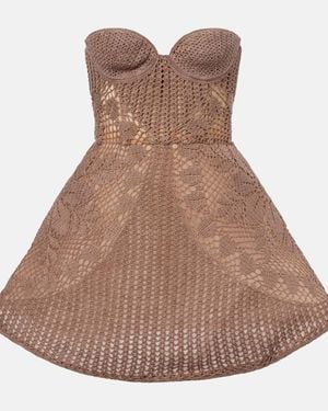 Magda Butrym Crochet Cotton Corset Dress - Brown