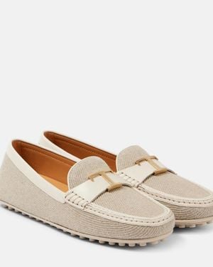 Tod's City Gommino Canvas Driving Shoes - White