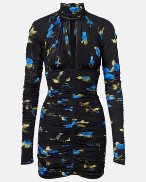 Blumarine Cutout Floral Jersey Minidress - Blue