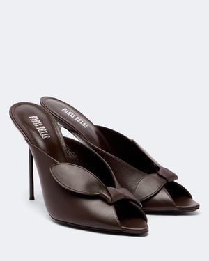 Paris Texas Lidia Bow-Detail Leather Mules - Brown