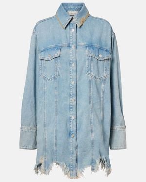 Blumarine Embroidered Denim Overshirt - Blue