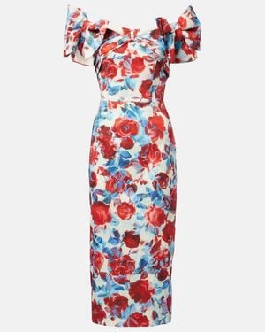 Rebecca Vallance Fleurette Floral Taffeta Midi Dress - Red