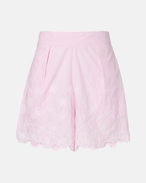 Juliet Dunn Embroidered Cotton Poplin Shorts - Pink