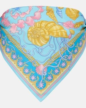 Versace Underwater Barocco Twill Bandeau Top - Blue