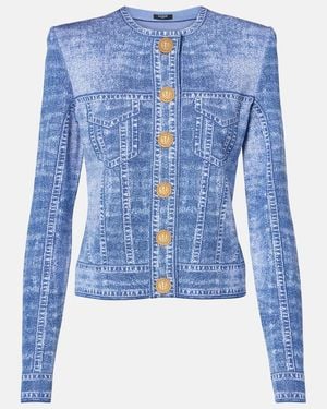 Balmain Cardigan Aus Jacquard - Blau