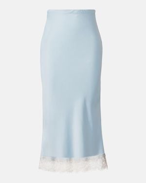 Faithfull the Brand Cydney Lace-Trimmed Satin Midi Skirt - Blue