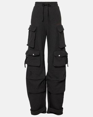 The Attico Cotton Fleece Cargo Pants - Black