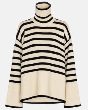 TOTEME Striped Roll-neck Wool-blend Jumper - Natural