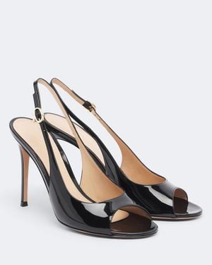 Gianvito Rossi Patent Leather Slingback Sandals - Black