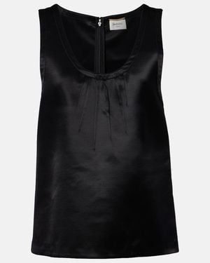 Saint Laurent Cassandre Satin Top - Black