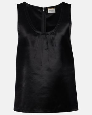 Saint Laurent Cassandre Satin Top - Black
