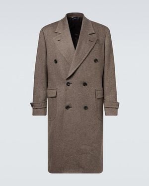 Thom Sweeney Double-Breasted Wool Overcoat - Brown