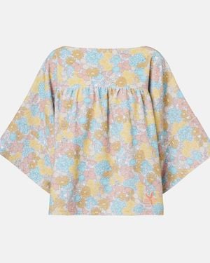 Chloé Bedrucktes Top Aus Baumwolle - Blau