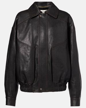 Saint Laurent Bomberjacke Aus Leder - Schwarz