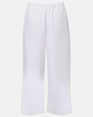 Rohe Embroidered Cotton Poplin Wide-Leg Pants - White