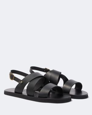 Ancient Greek Sandals Miltos Leather Slingback Sandals - Black