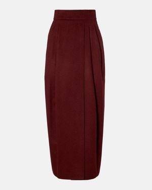 Max Mara Zattera Wool Pencil Skirt - Red