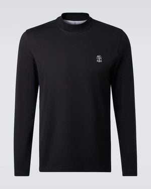 Brunello Cucinelli T-Shirt En Coton A Logo - Bleu