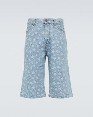 ERL Jacquard Cotton Denim Shorts - Blue