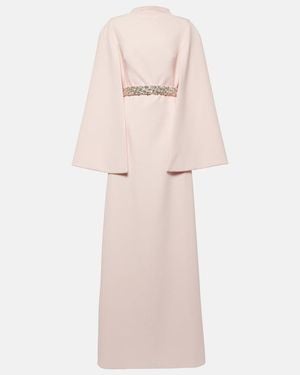 Safiyaa Harper Embellished Caped Gown - Pink