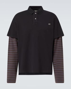 ERL Striped Cotton-Blend Polo Shirt - Black