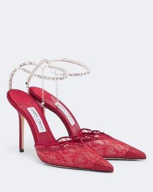 Jimmy Choo Verzierte Pumps Saeda Aus Spitze - Rot