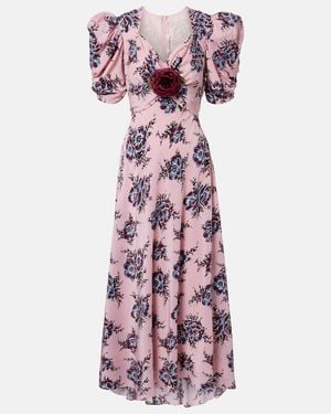 Rodarte Floral-Applique Silk Gown - Purple