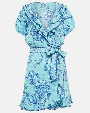 Poupette Aude Printed Wrap Minidress - Blue
