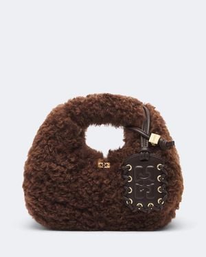 Ganni Mini Teddy Top-Handle Bag - Brown