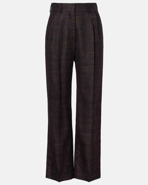 Blazé Milano Fox Checked Wool And Silk Wide-Leg Trousers - Black