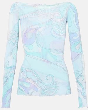 PUCCI Orchidee Mesh Top - Blue