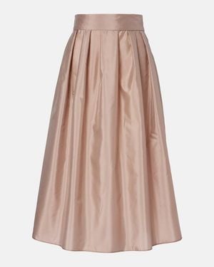 Max Mara Falda Midi Effetto De Tafetan Plisada - Rosa