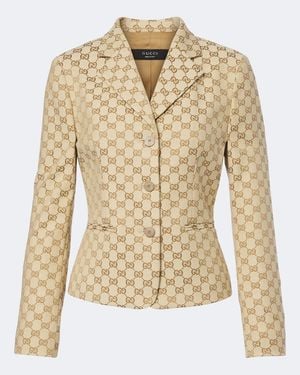 Gucci Blazer De Lona Gg En Mezcla De Algodon - Neutro