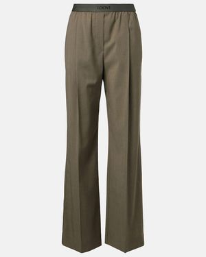 Loewe Pantalones Anchos De Tiro Alto - Verde