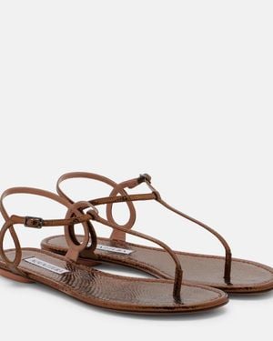 Aquazzura Almost Bare Snake-Effect Leather Sandals - Brown