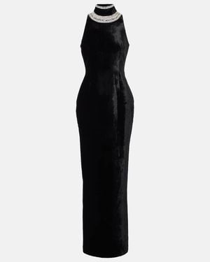 Balmain Robe aus Samt mit Kristallen - Schwarz