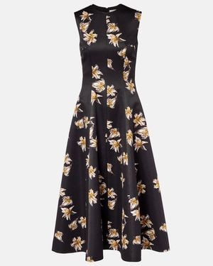 Emilia Wickstead Mara Floral Duchess Satin Midi Dress - Black
