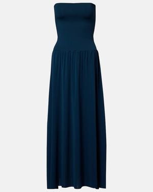 Eres Vestido Largo Oda De Crepe De Jersey - Azul