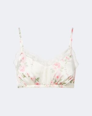 Simone Rocha Floral Lace-Trimmed Satin Bralette - White