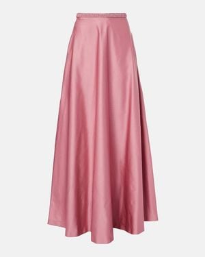 Max Mara Elegante Brasile Embellished Satin Maxi Skirt - Pink
