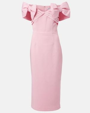 Rebecca Vallance Isabella Bow-Detail Crepe Midi Dress - Pink