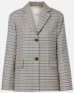Max Mara Nadia Checked Wool And Cotton Blazer - Gray