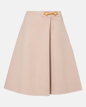 Valentino Wool And Cashmere Midi Skirt - Natural