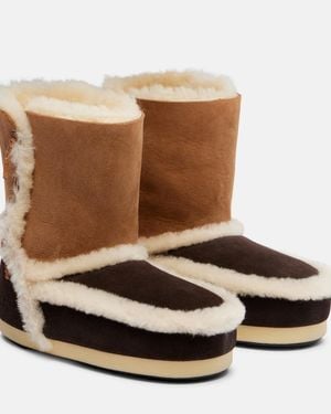 Moon Boot Evx Shearling-Trimmed Suede Ankle Boots - Brown